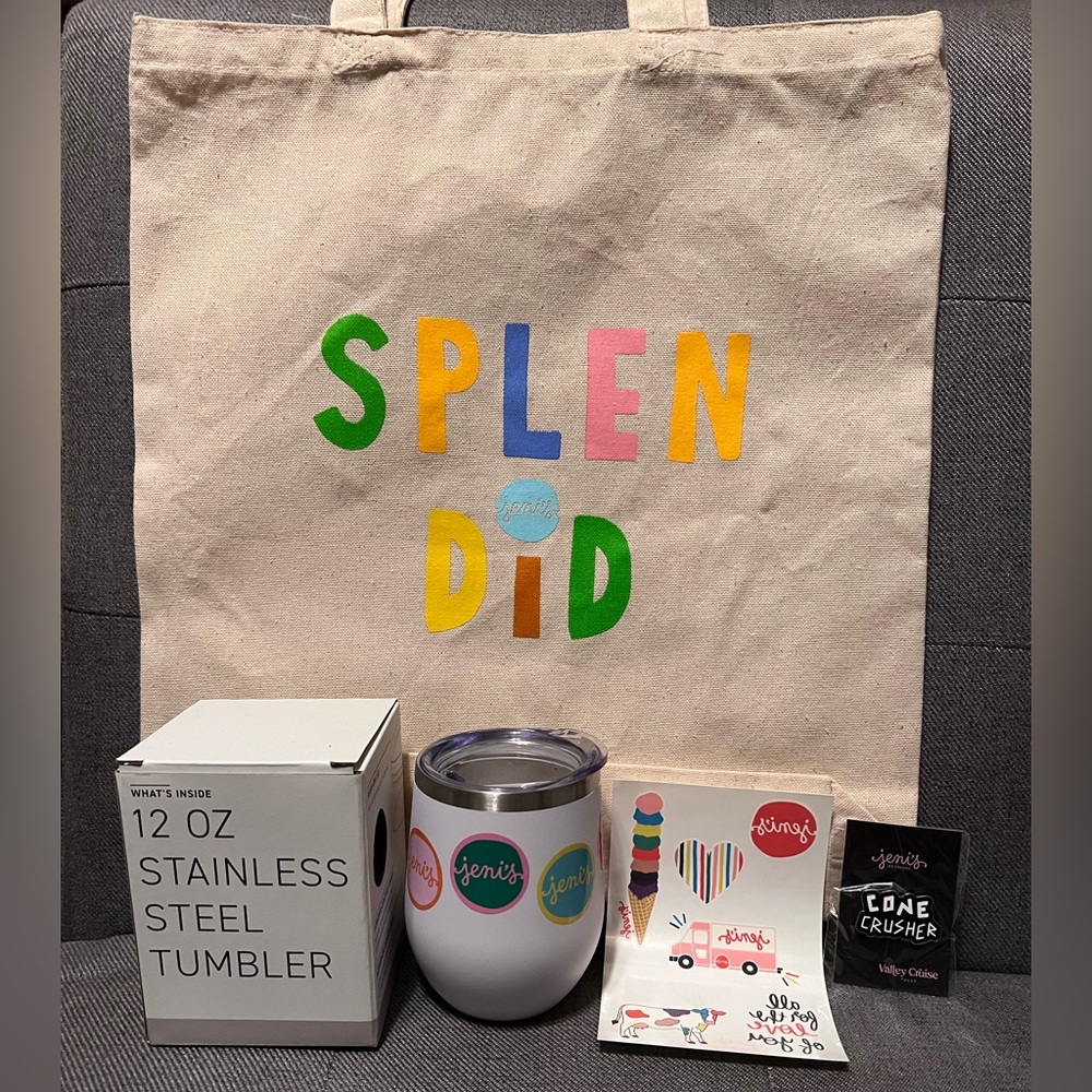 Jeni’s Ice Cream • NEW Canvas Tote Bag, tumbler, tattoos, and pin!